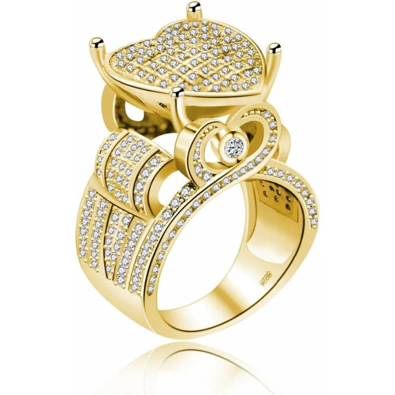 Double Heart Pave Ring