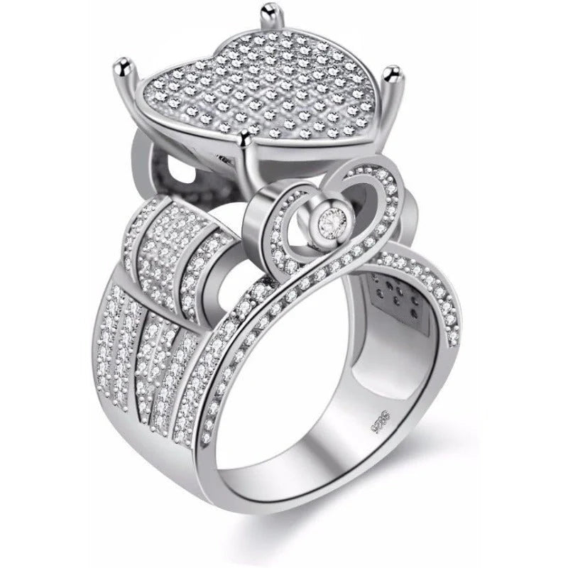 Double Heart Pave Ring