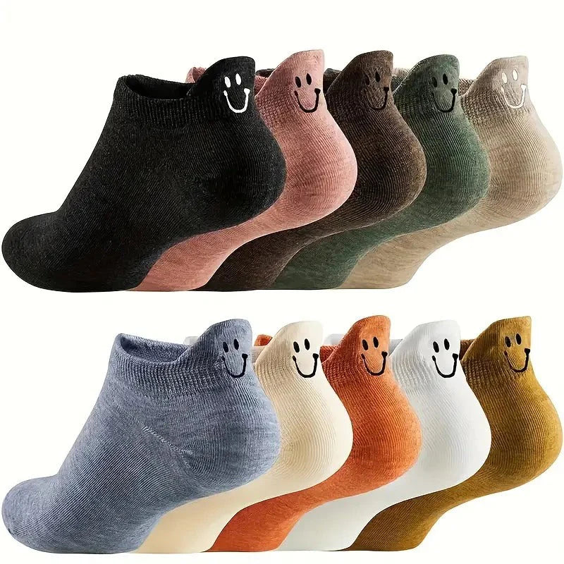 Non-Slip Smiley Tab Socks