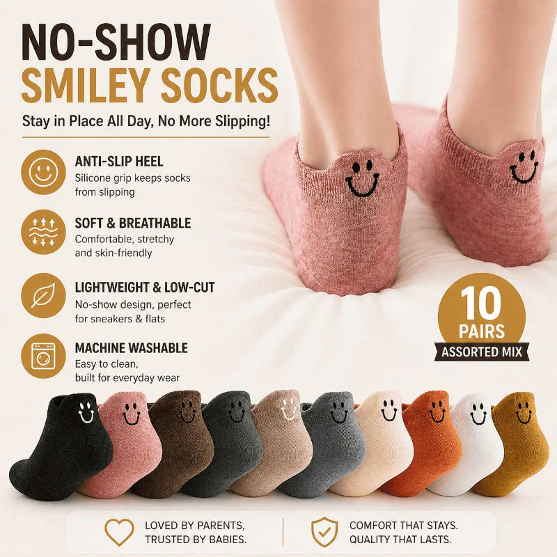 Non-Slip Smiley Tab Socks