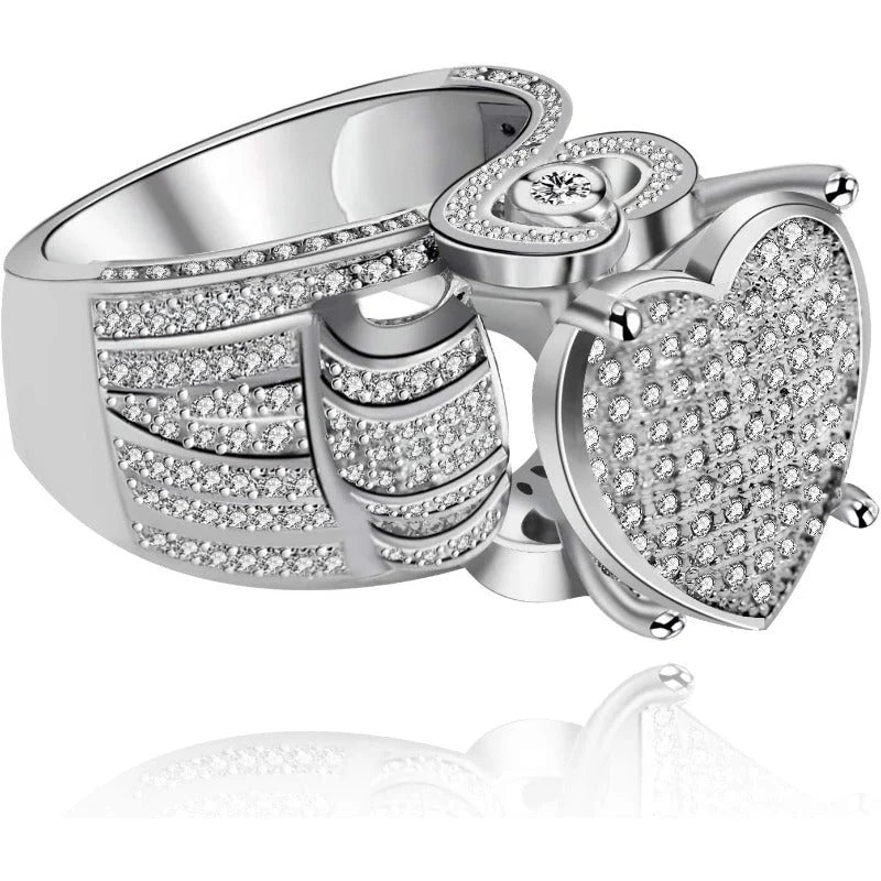 Double Heart Pave Ring