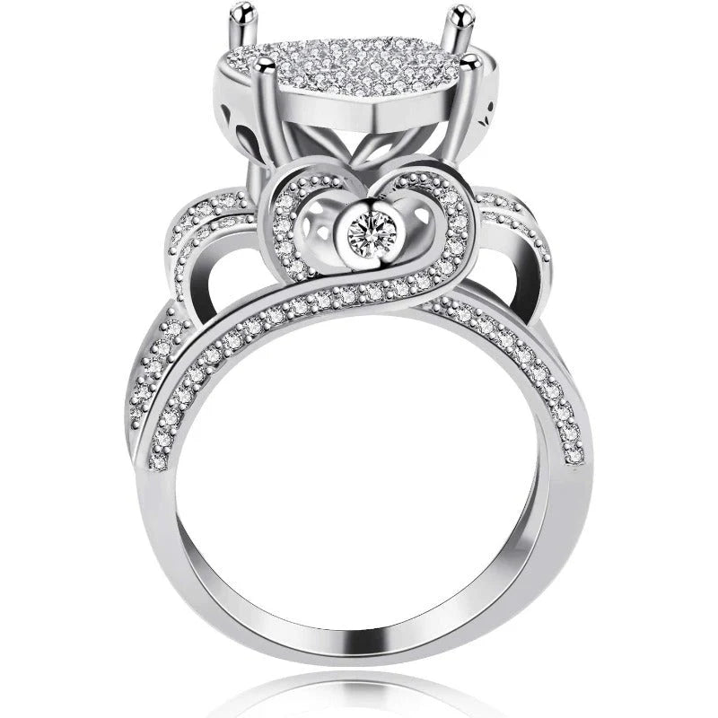 Double Heart Pave Ring